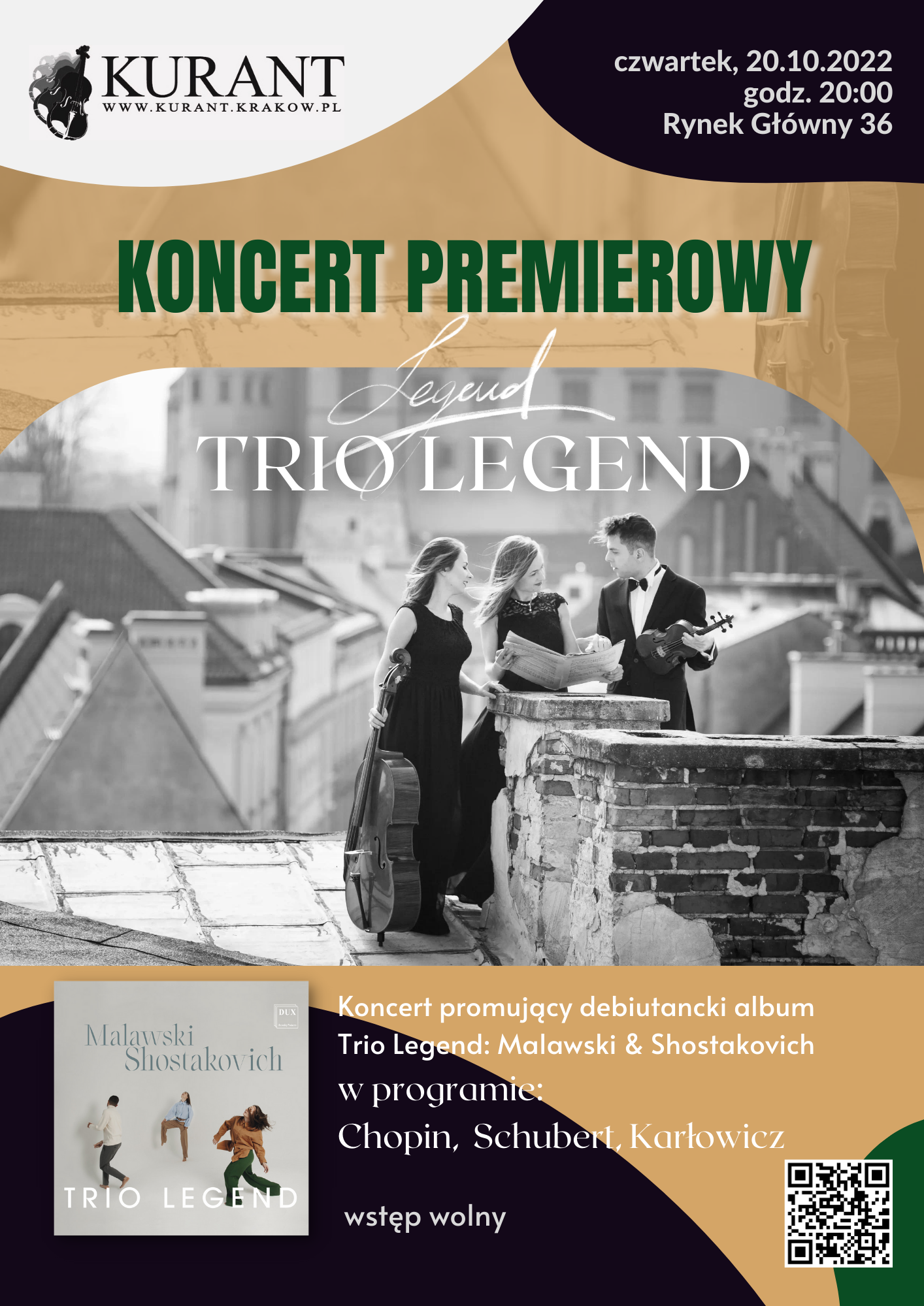 Plakat koncertu premierowego płyty Tria fortepianowego Legend